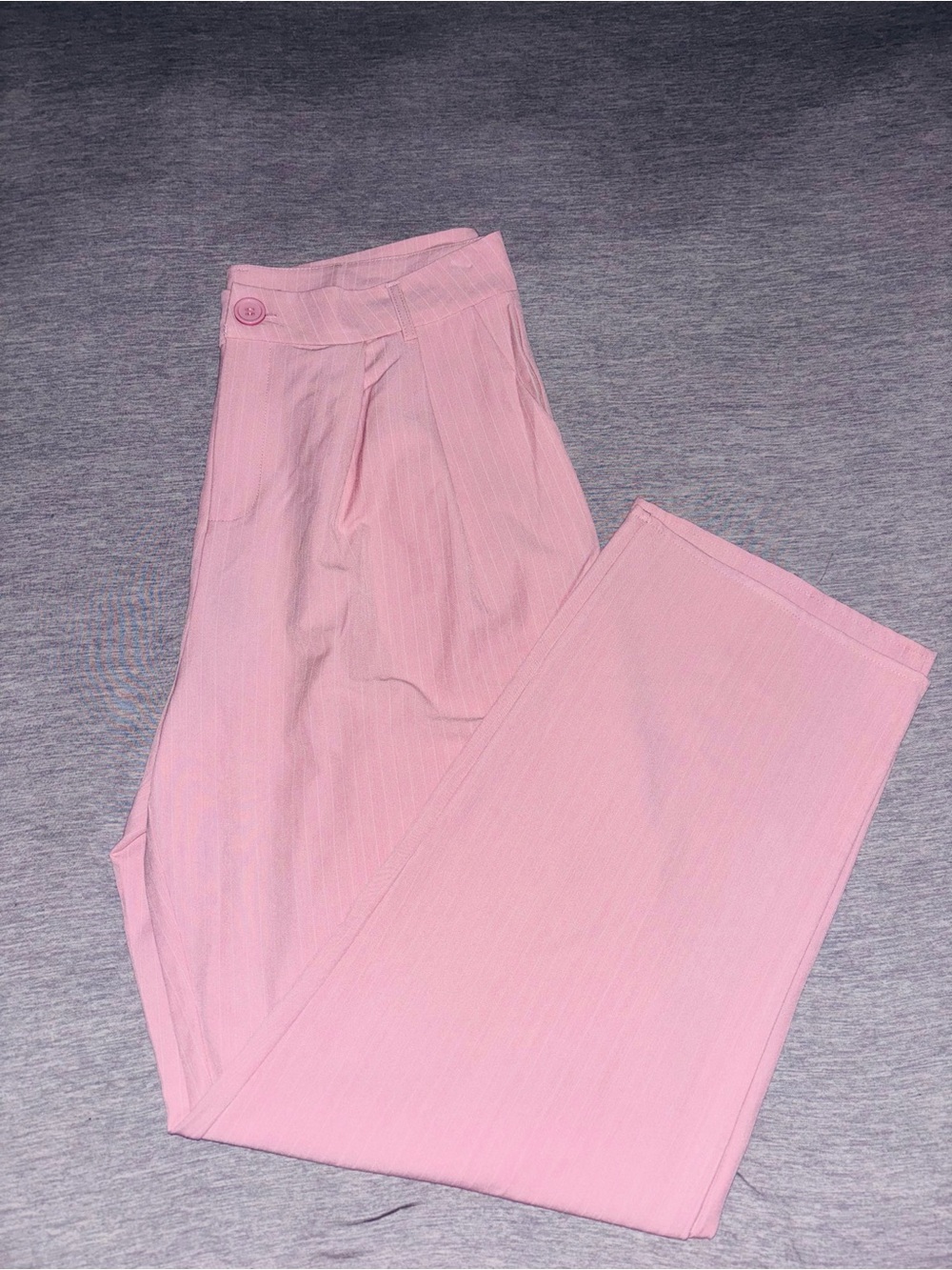 Fashion Nova Blush Pink Pinstripe Wide-Leg Trousers - Picture 5 of 5